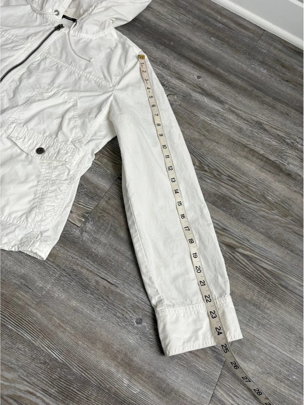 J.Crew White Hooded Utility Jacket Lightweight Zip Front Women’s L Approx